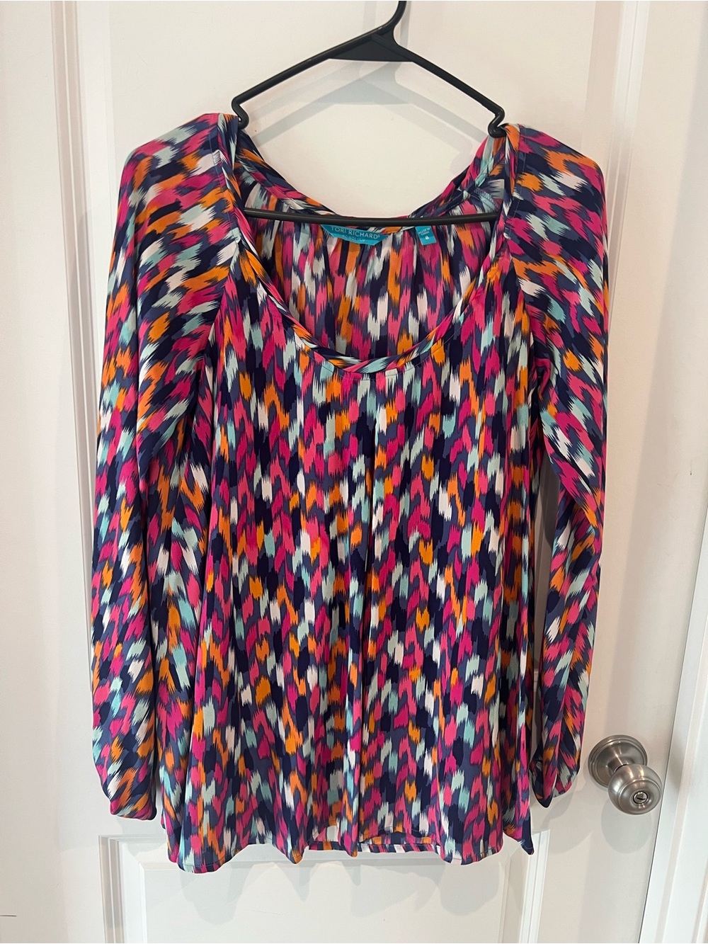 Tori Richard Vibrant Multi-Color Scoop Neck Blouse